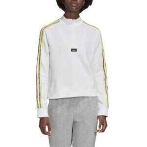 Adidas Women's NWT White Logo Sweatshirt 1/4-Zip Multisport Long-Sleeve Size 2XL